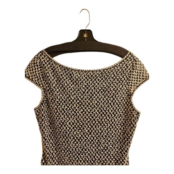 ST JOHN Novelty Diamond Knit Bateau-Neck Cap-Sleeve Gown - Size 12 - Picture 4 of 10